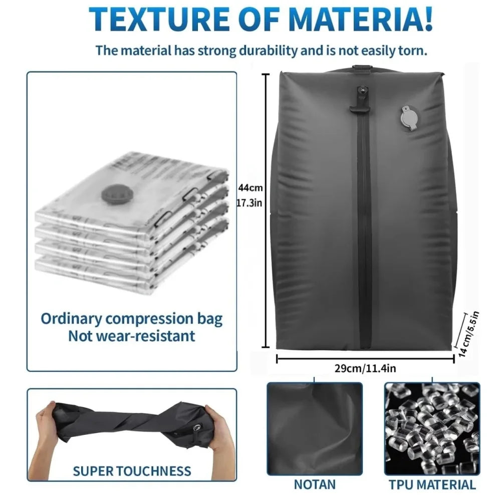 Vacuum Compression Bags for Travel essentials, Space Saver Bags for Luggage Suitcase, Waterproof Packing Organizer for Clothes