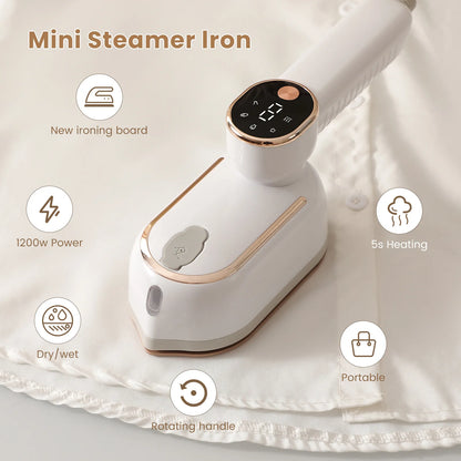 110V/220V Handheld Steam Iron Foldable Garment Steamer 1200W Power Portable 4 Speed Steamer Touch Screen Rotary Electric Iron