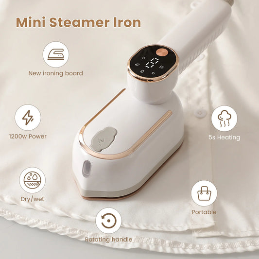 110V/220V Handheld Steam Iron Foldable Garment Steamer 1200W Power Portable 4 Speed Steamer Touch Screen Rotary Electric Iron