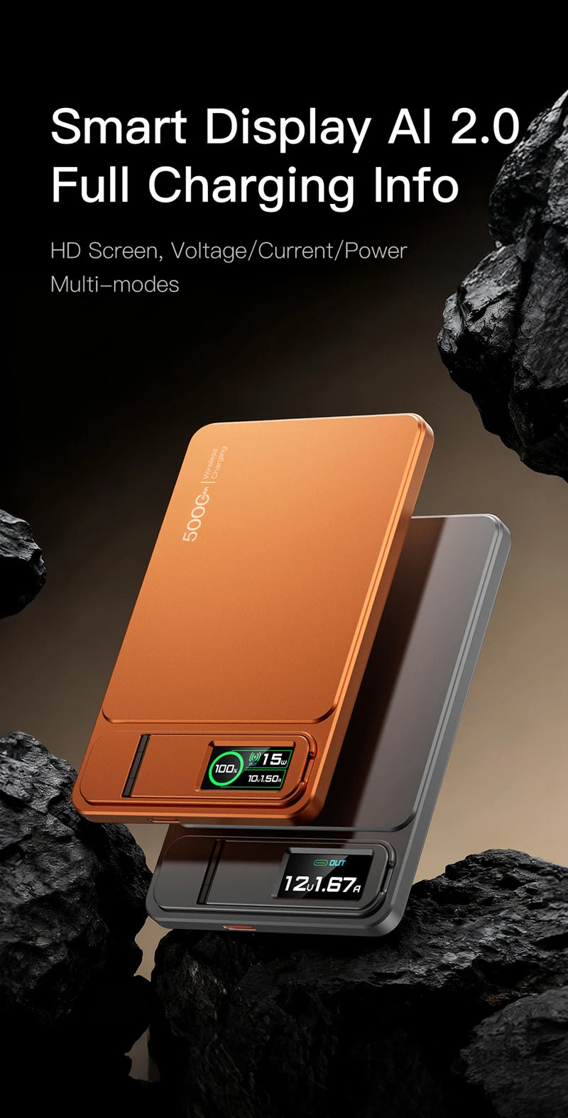 ROMOSS 500000mAh Magnetic Power Bank PD15W Wireless Fast Charging External Battery for Magsafe Powerbank for iPhone 17/16/15/14