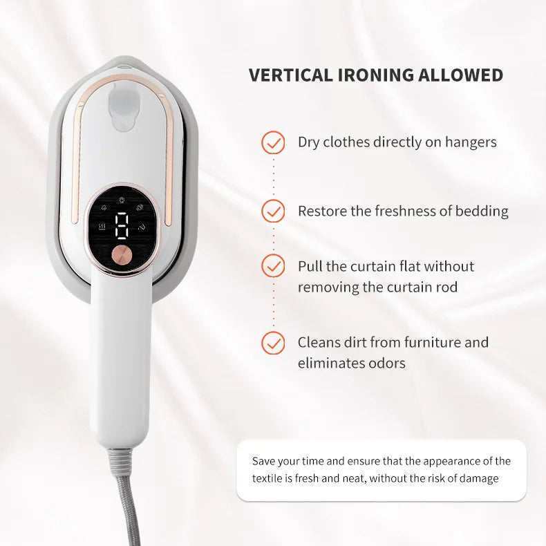 110V/220V Handheld Steam Iron Foldable Garment Steamer 1200W Power Portable 4 Speed Steamer Touch Screen Rotary Electric Iron