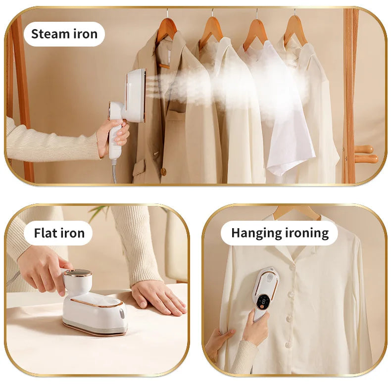 110V/220V Handheld Steam Iron Foldable Garment Steamer 1200W Power Portable 4 Speed Steamer Touch Screen Rotary Electric Iron