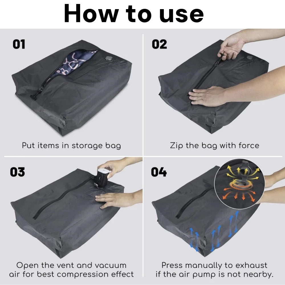 Vacuum Compression Bags for Travel essentials, Space Saver Bags for Luggage Suitcase, Waterproof Packing Organizer for Clothes